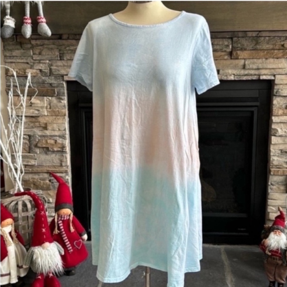 Caution to the wind tie-dyed T-shirt dress